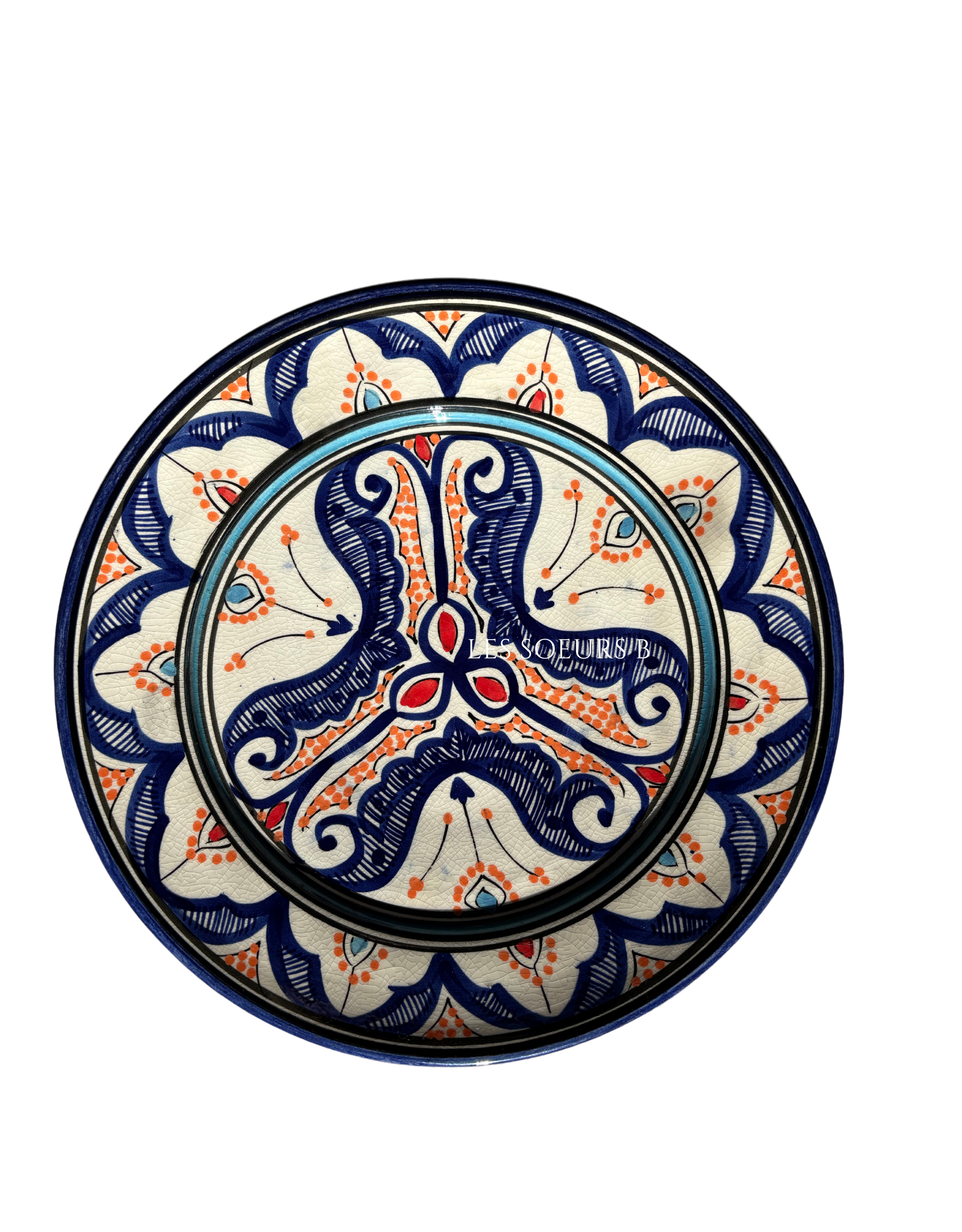 Assiette bleu et orange