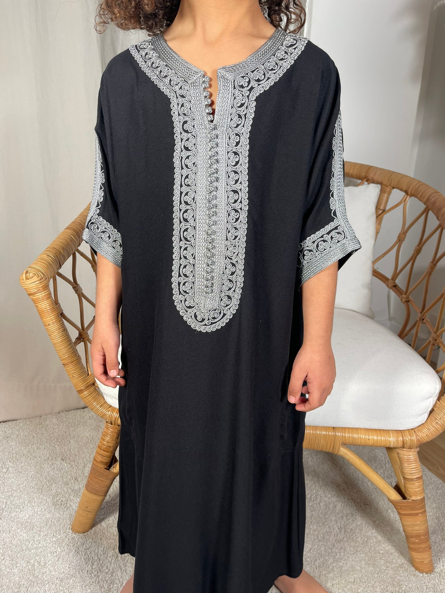 Boy's black and gray abaya - Ref: 6004