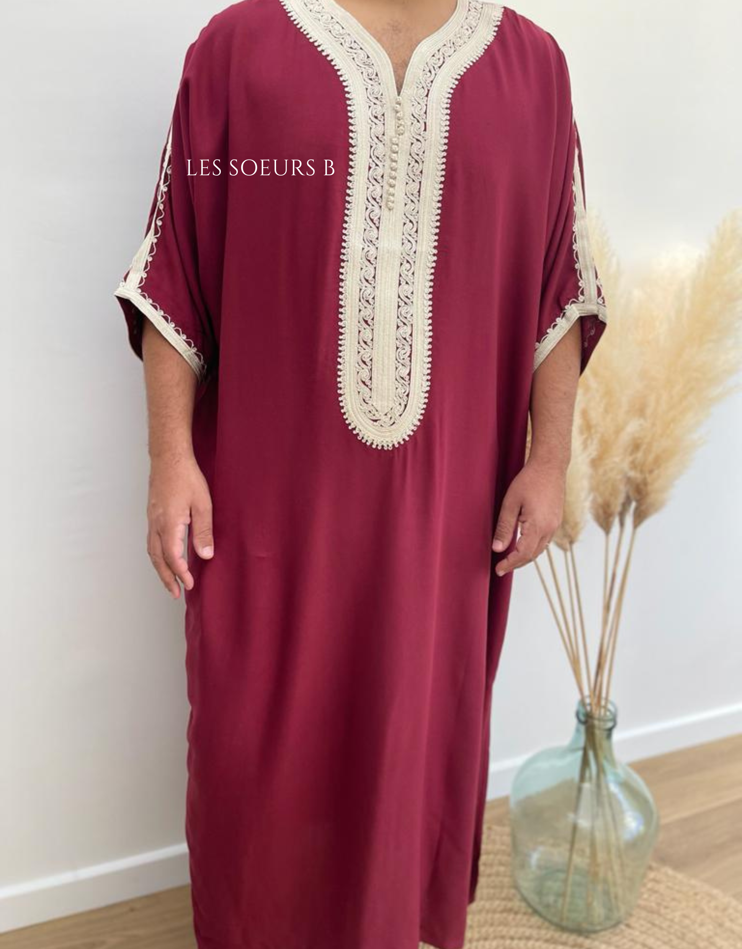 Burgundy men's abaya - Ref: 4018