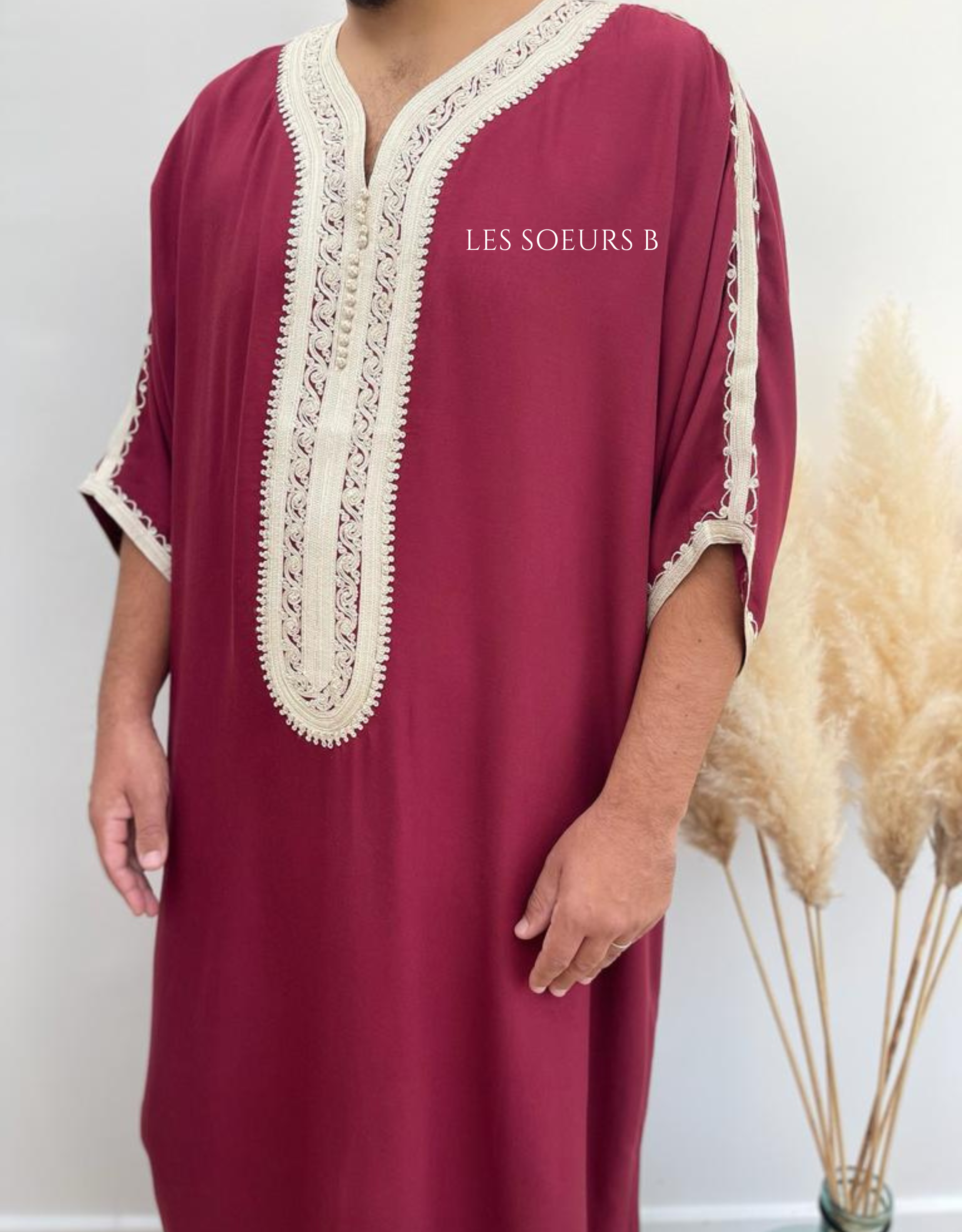 Burgundy men's abaya - Ref: 4018