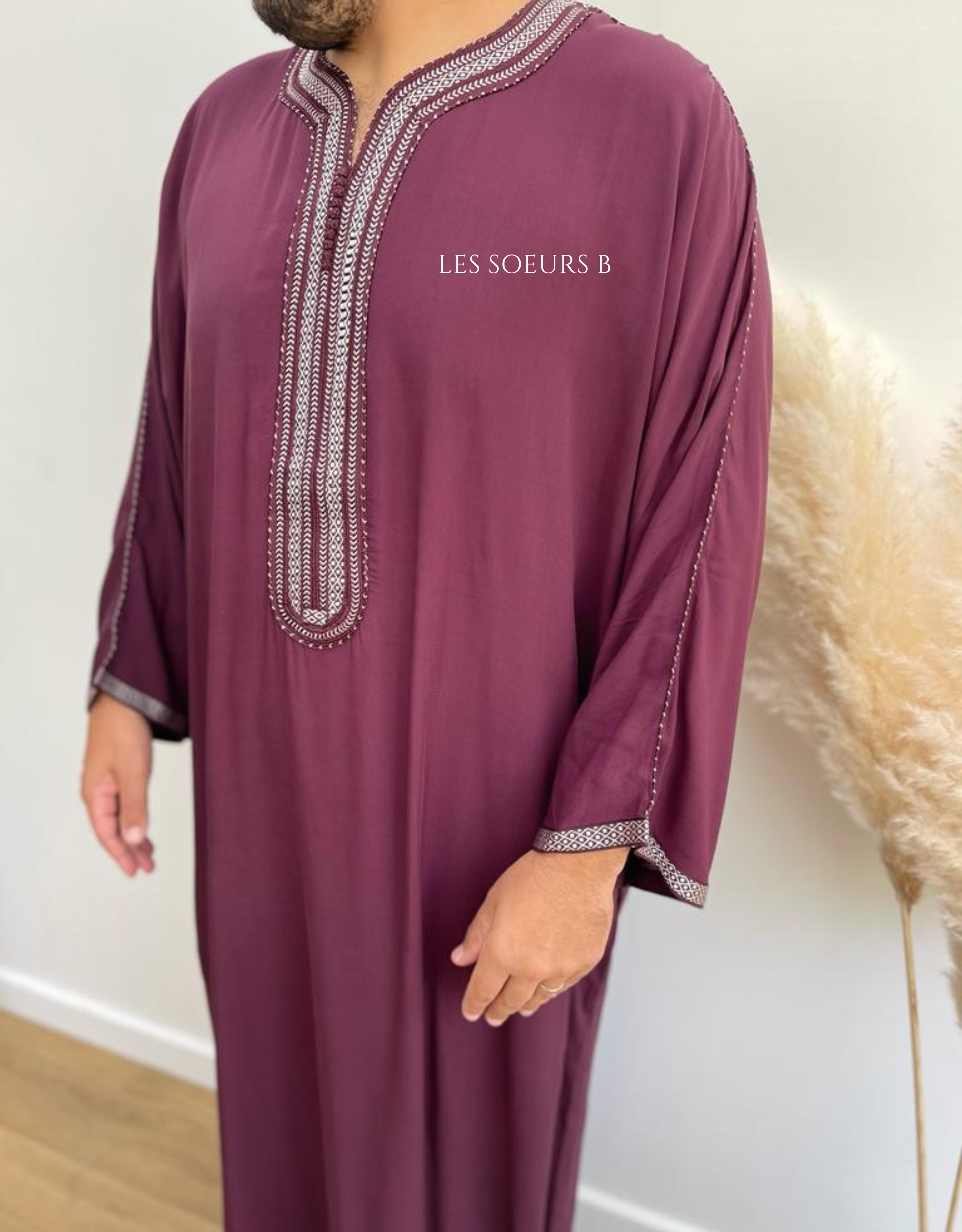 Burgundy men's abaya - Ref: 4033