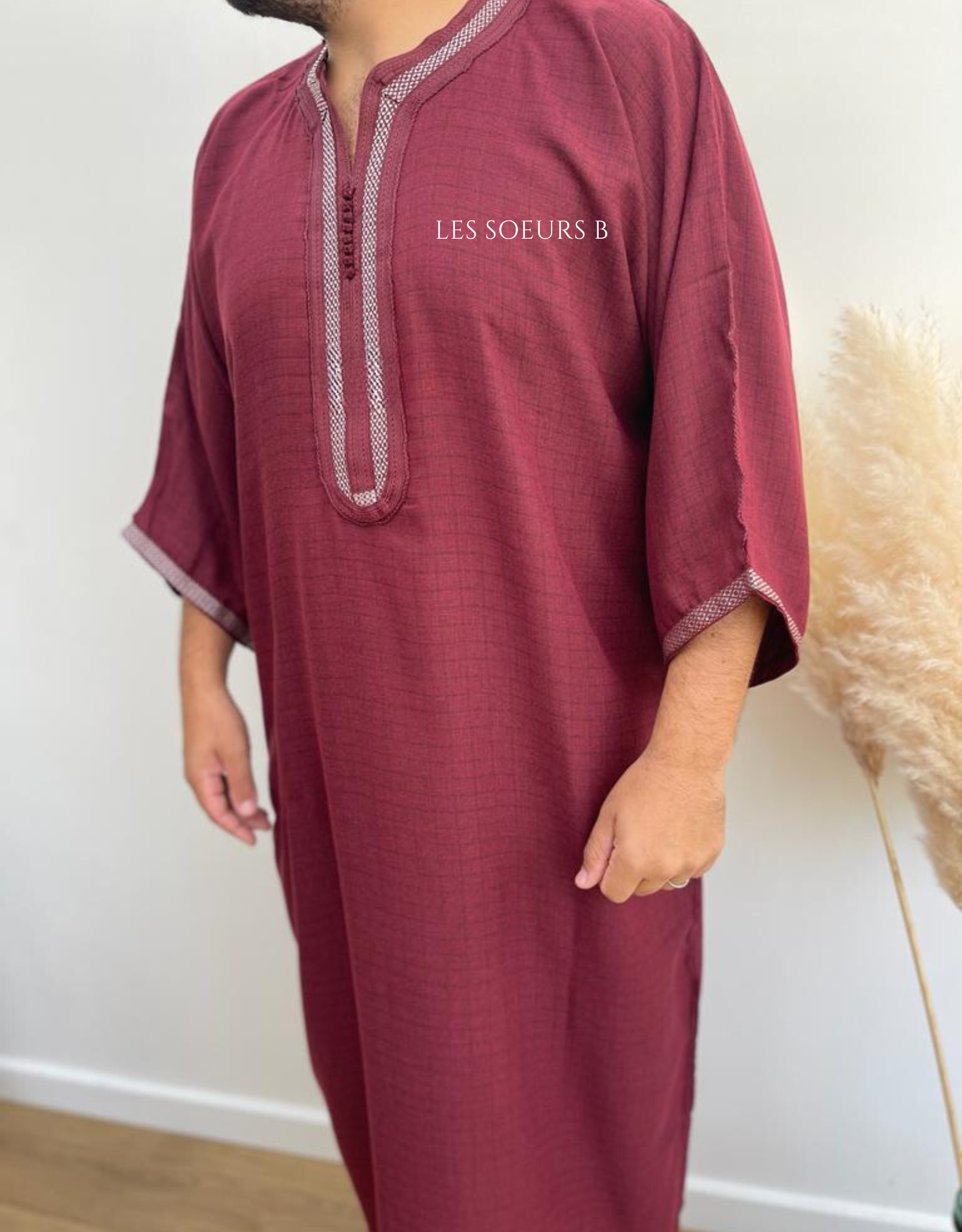 Burgundy men's abaya - Ref: 4027