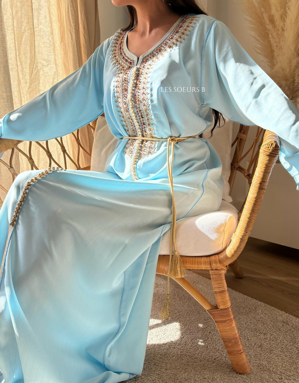 Caftan bleu ciel - Réf : 1140