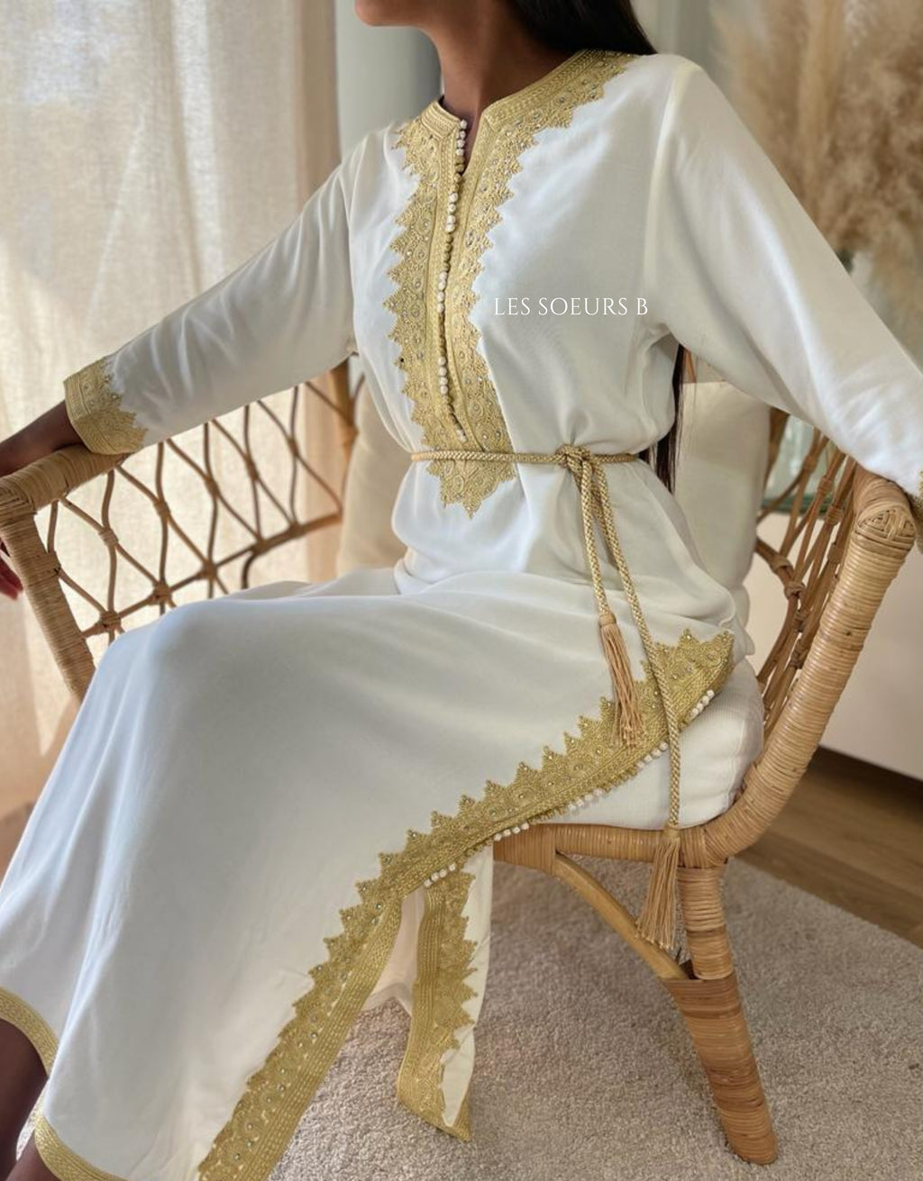 Ecru and gold kaftan - Ref: 1066