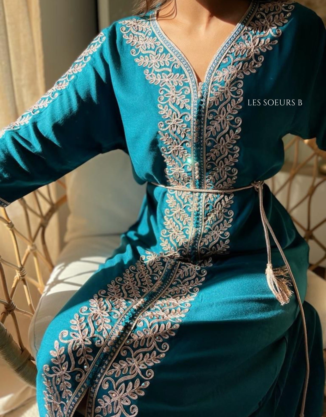 Caftan bleu pétrole - Réf : 1038