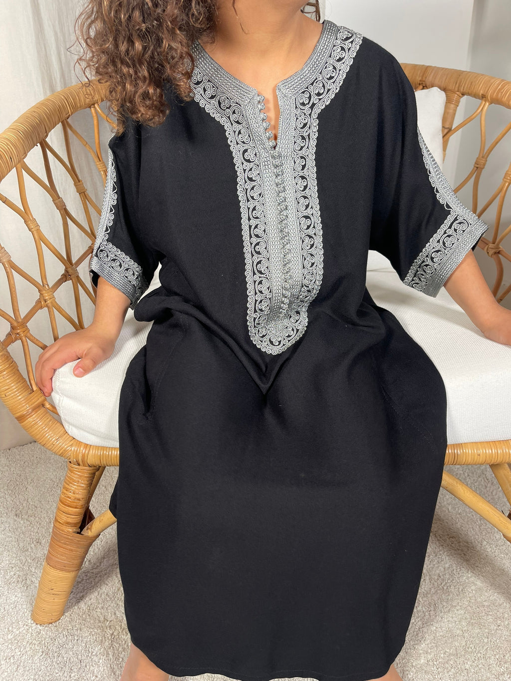 Abaya noire et grise - Réf : 6004